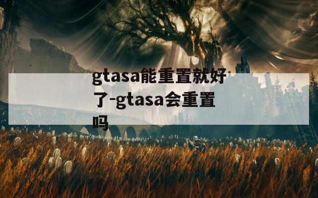 gtasa能重置就好了-gtasa会重置吗